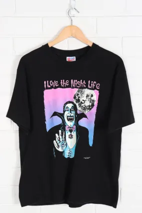 1992 Vintage Dracula Vampire 'I Love the Night Life' Single Stitch Tee (M-L)