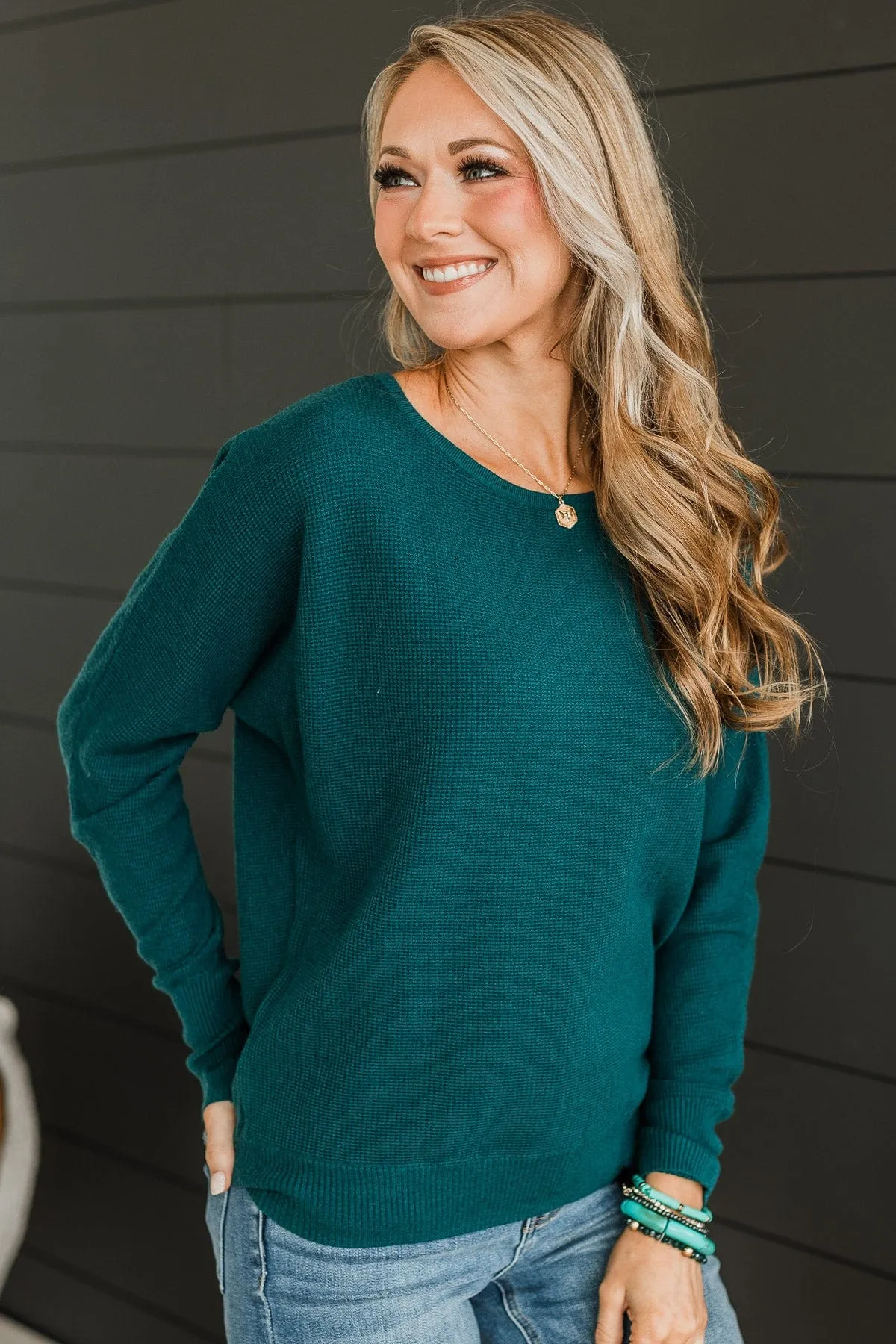 Among The Clouds Knit Sweater- Dark Jade