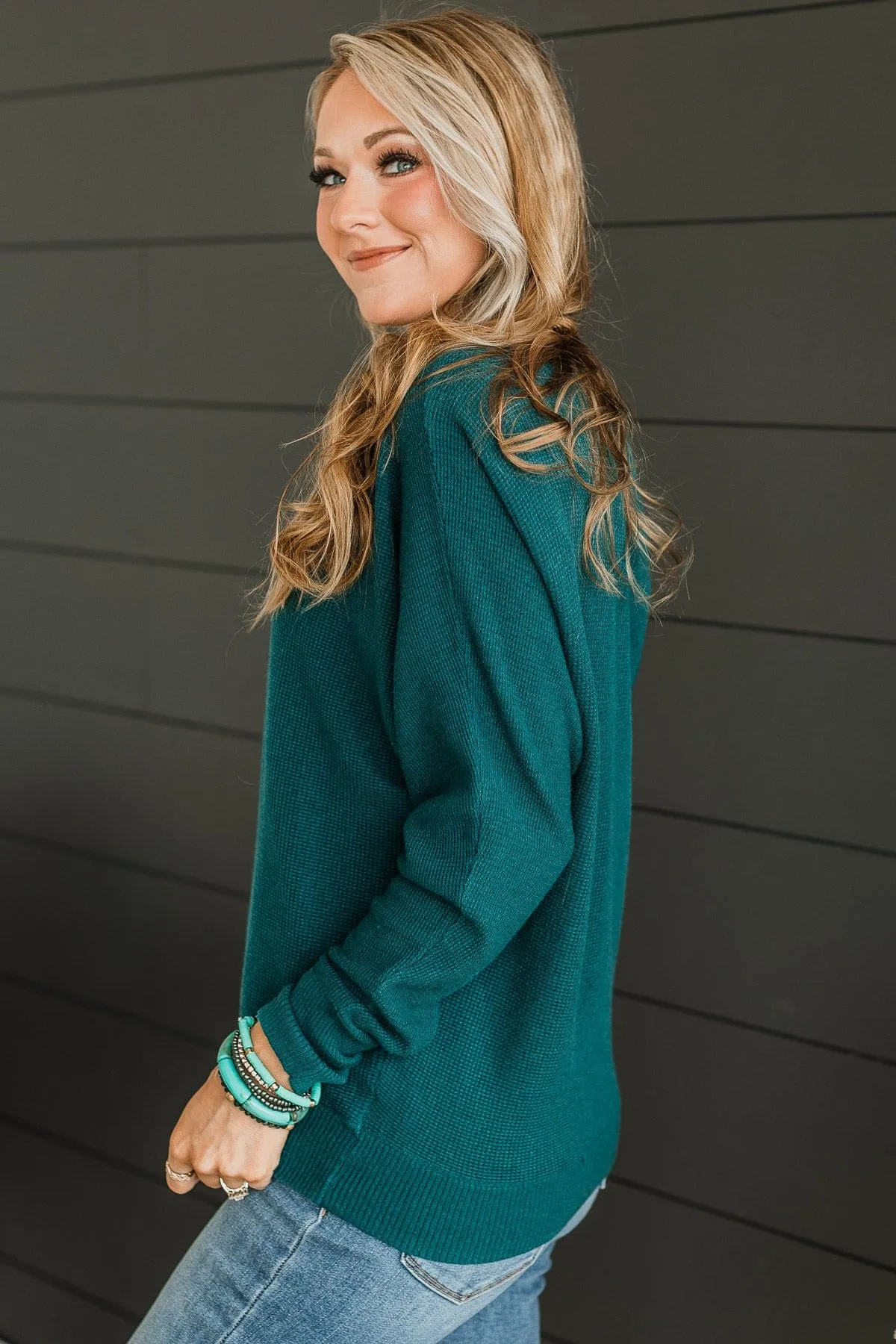 Among The Clouds Knit Sweater- Dark Jade