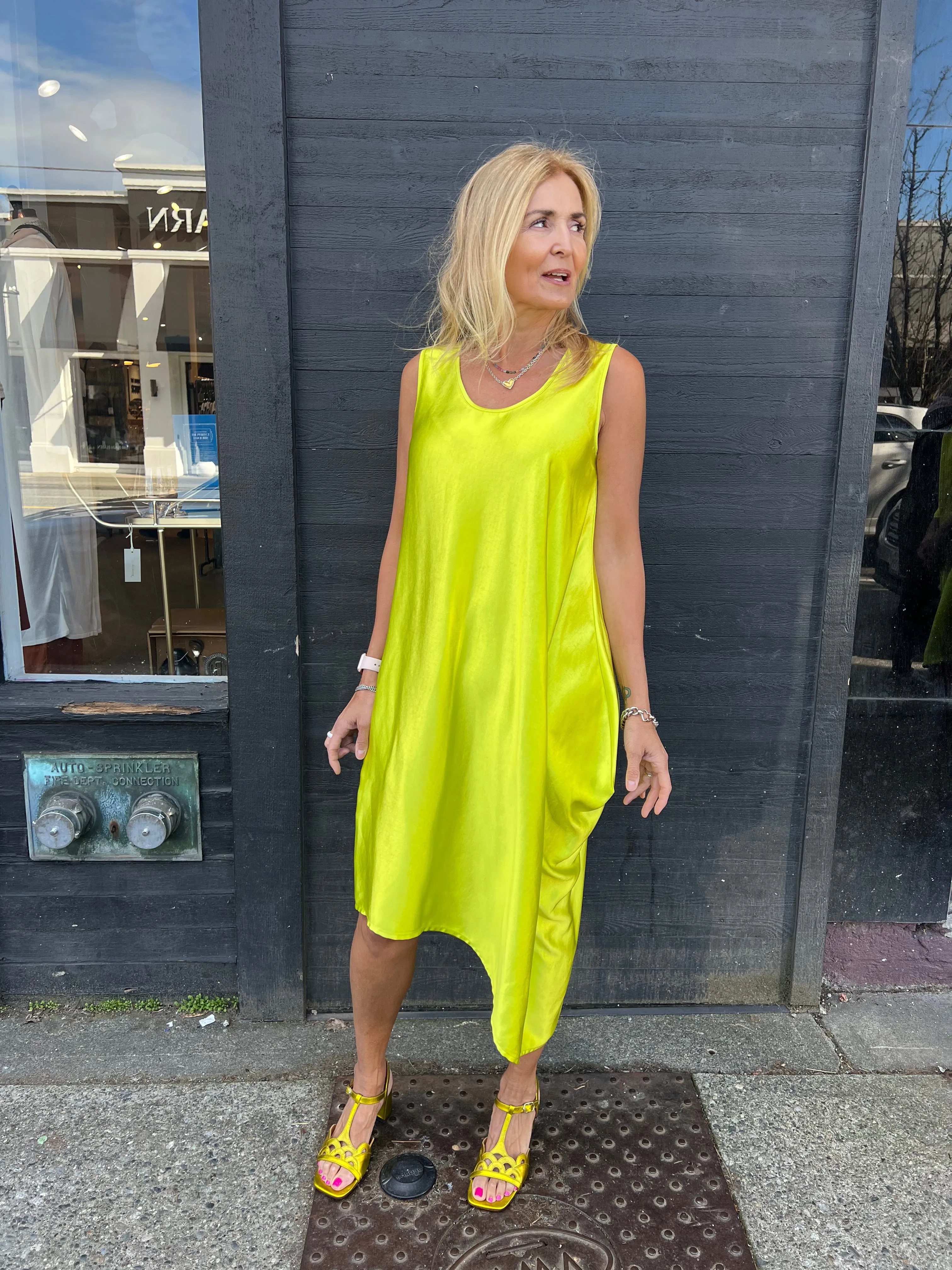 AP5163 Chartreuse Round neck Dress