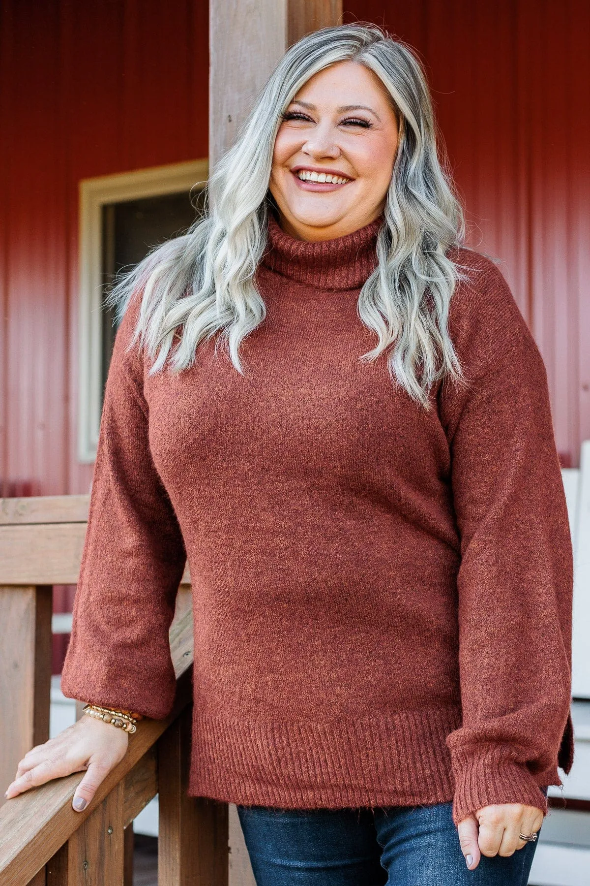 Autumn Splendor Turtle Neck Sweater- Deep Rust