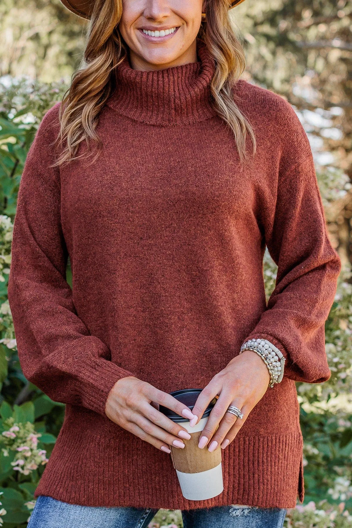 Autumn Splendor Turtle Neck Sweater- Deep Rust