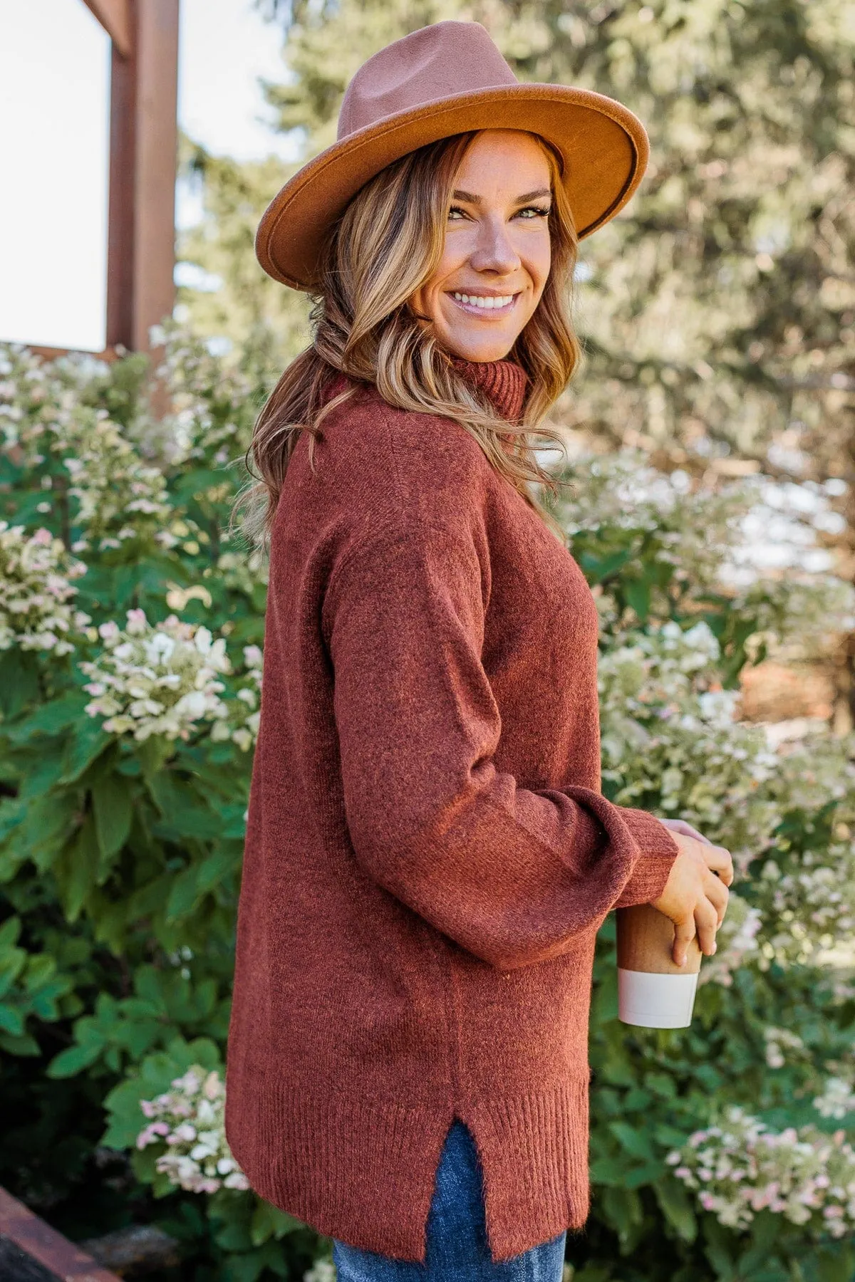 Autumn Splendor Turtle Neck Sweater- Deep Rust