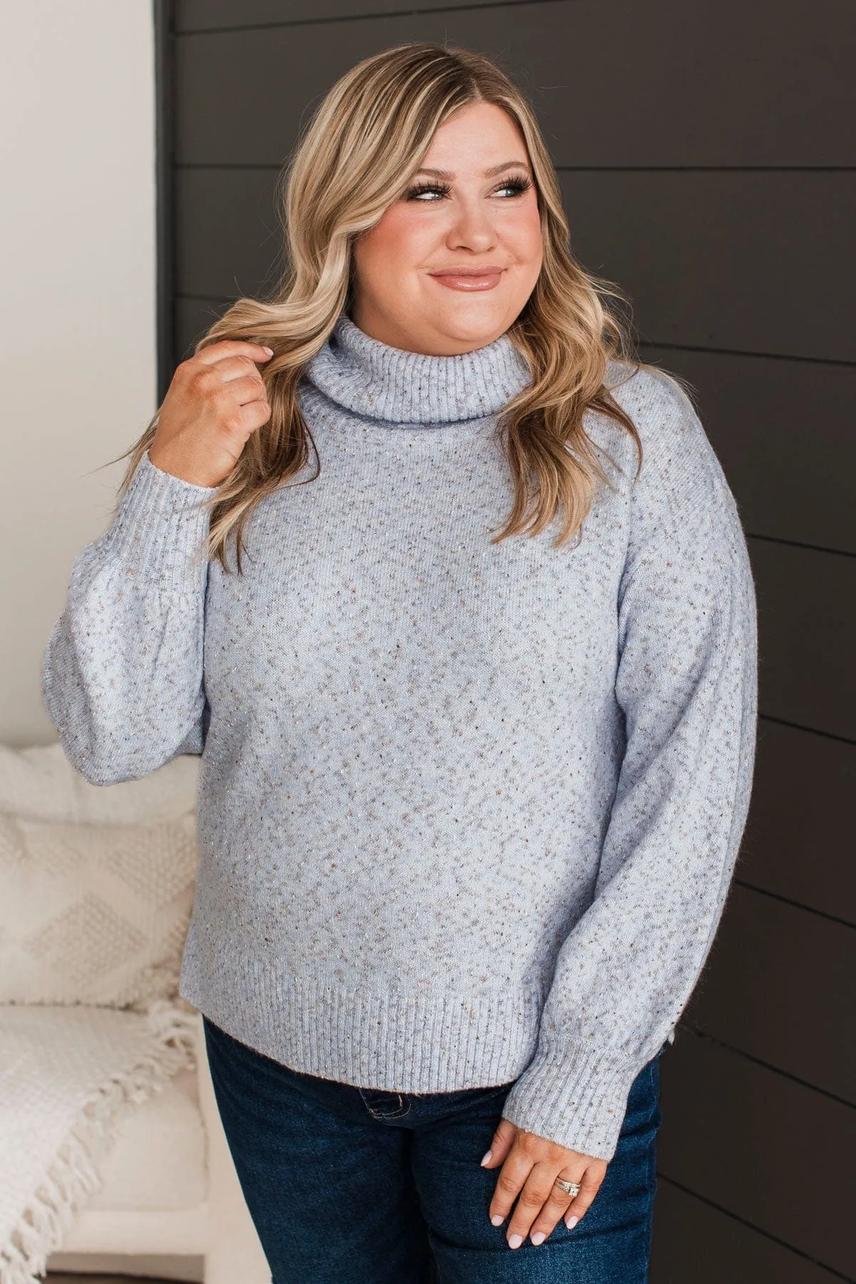 Biggest Wish Turtle Neck Sweater- Light Blue