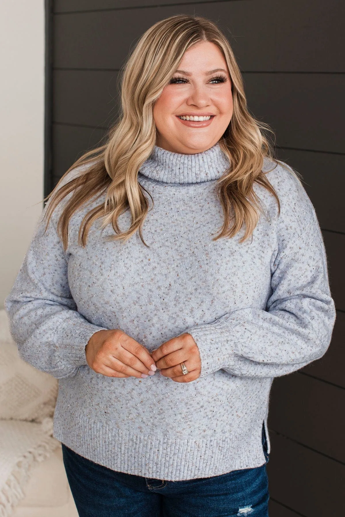 Biggest Wish Turtle Neck Sweater- Light Blue