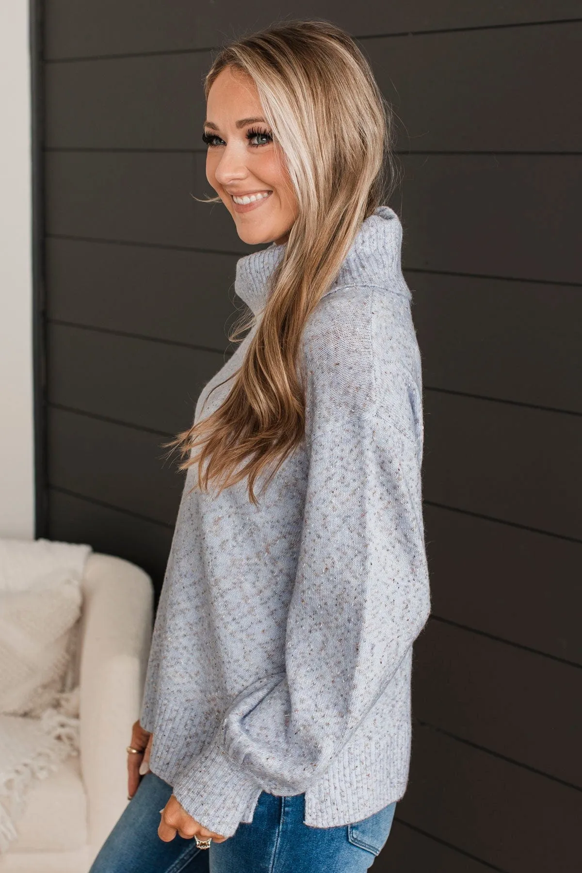 Biggest Wish Turtle Neck Sweater- Light Blue