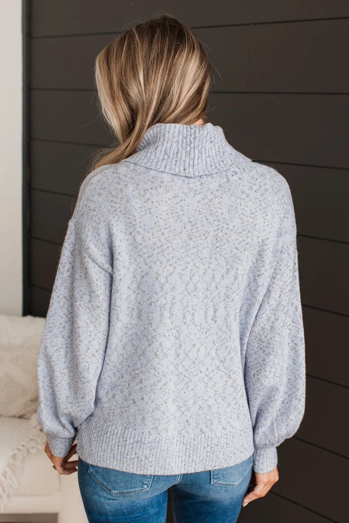 Biggest Wish Turtle Neck Sweater- Light Blue