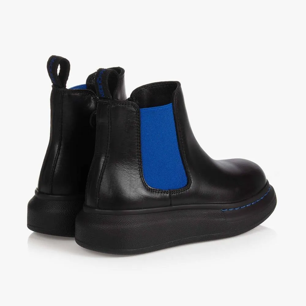 Black & Blue Leather Boots