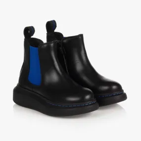 Black & Blue Leather Boots