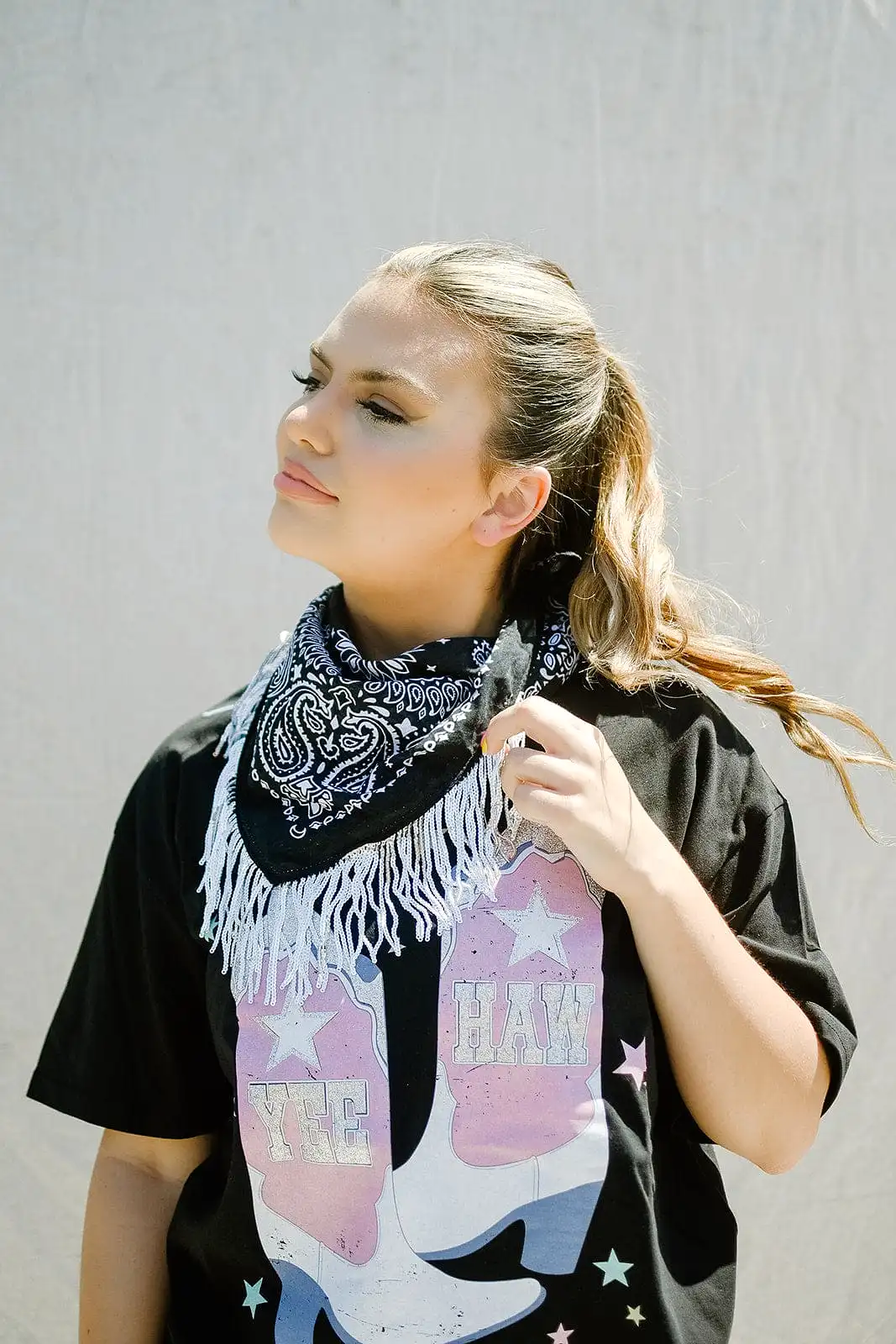 Black Sequin Fringe Bandana Scarf