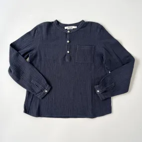 Bonpoint Blue Cheesecloth Collarless Shirt: 10 Years