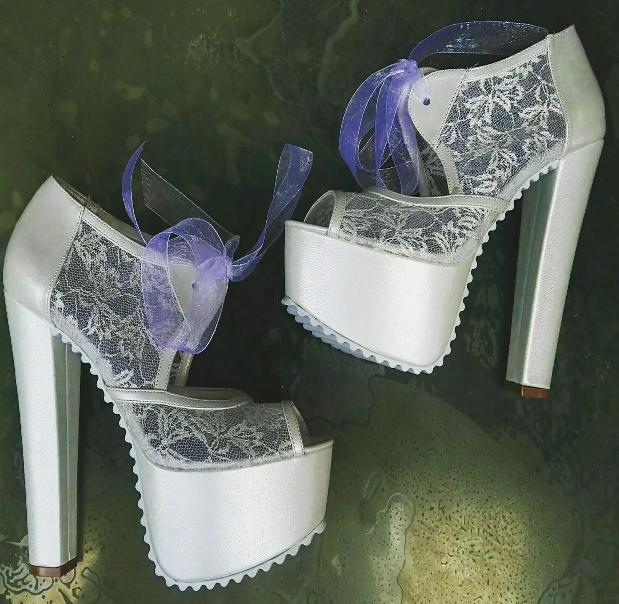 Bridal White Lace High Heel Shoes