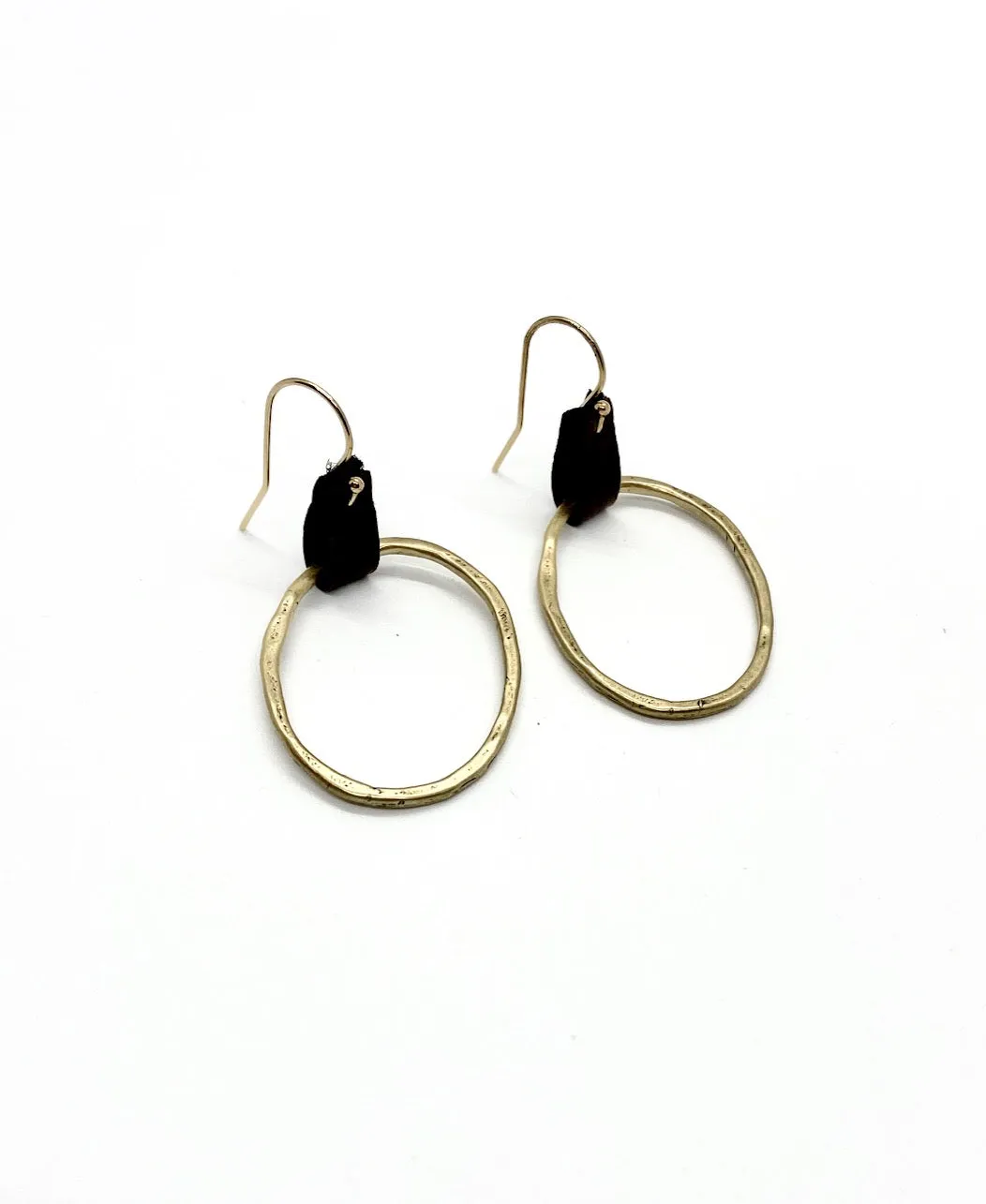 BRONZE HAMMERED HOOP EARRING