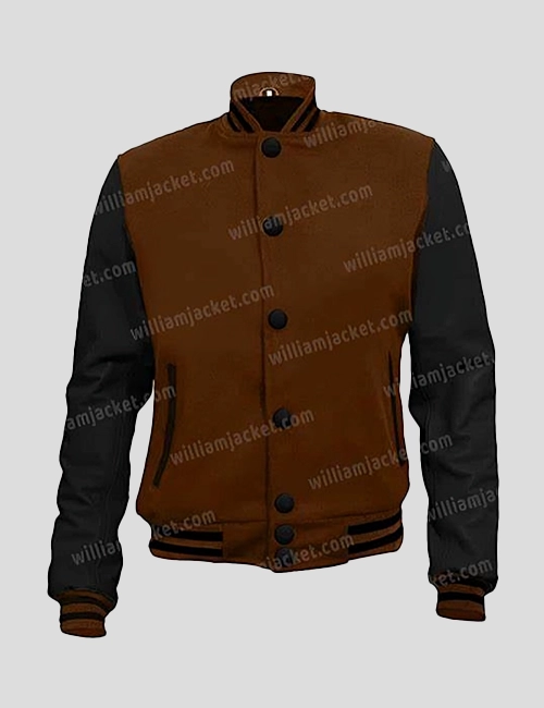 Brown and Black Letterman Varsity Jacket - William Jacket