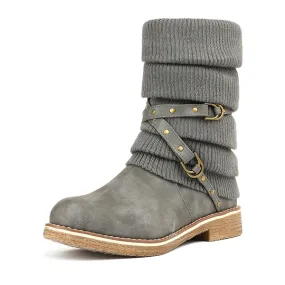 Buckle Strap Mid Calf Snow Boots