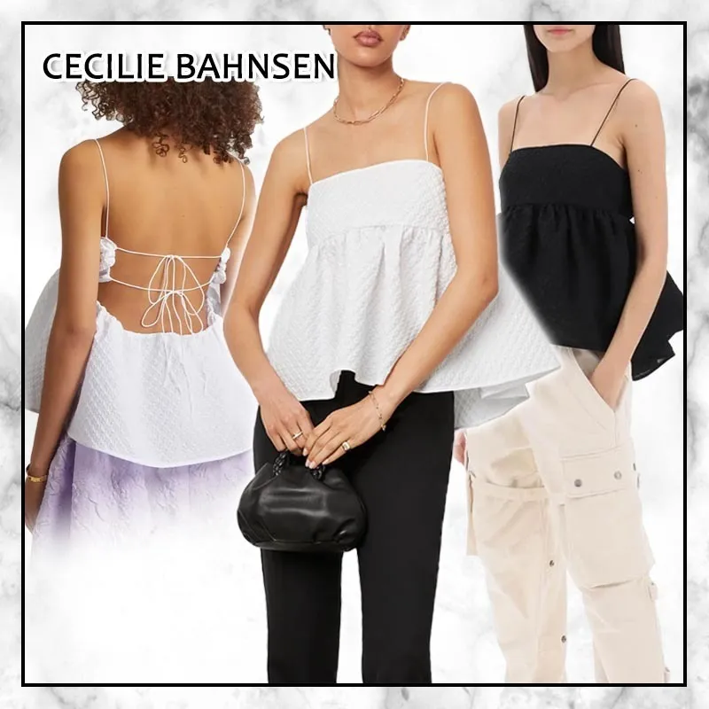 CECILIE BAHNSEN  |Casual Style Peplum Plain Cotton Party Style Elegant Style