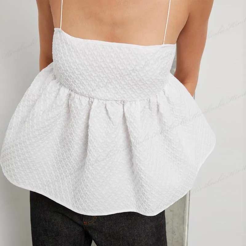 CECILIE BAHNSEN  |Casual Style Peplum Plain Cotton Party Style Elegant Style