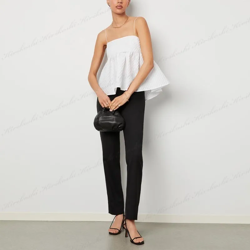 CECILIE BAHNSEN  |Casual Style Peplum Plain Cotton Party Style Elegant Style