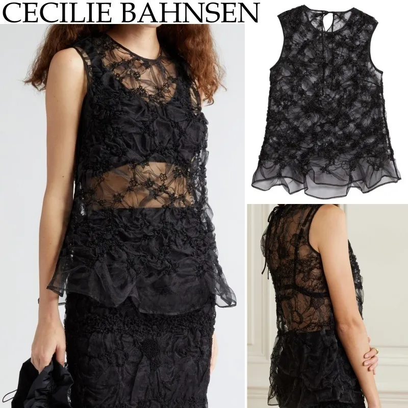 CECILIE BAHNSEN  |Casual Style Peplum Sleeveless Plain Party Style