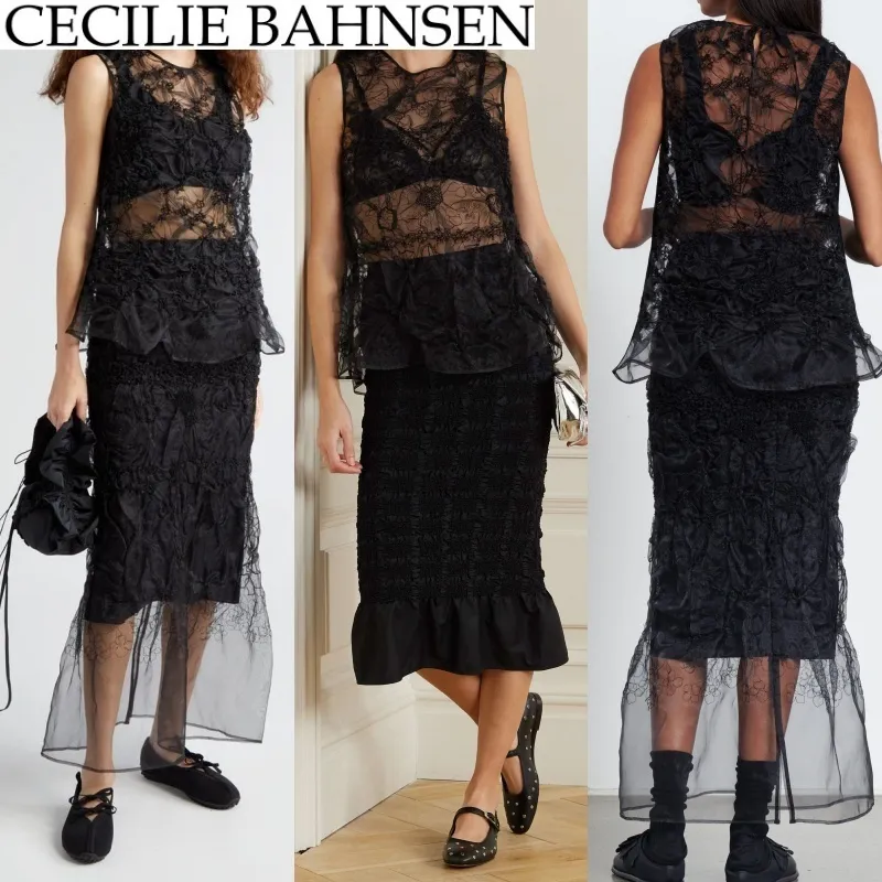 CECILIE BAHNSEN  |Casual Style Peplum Sleeveless Plain Party Style