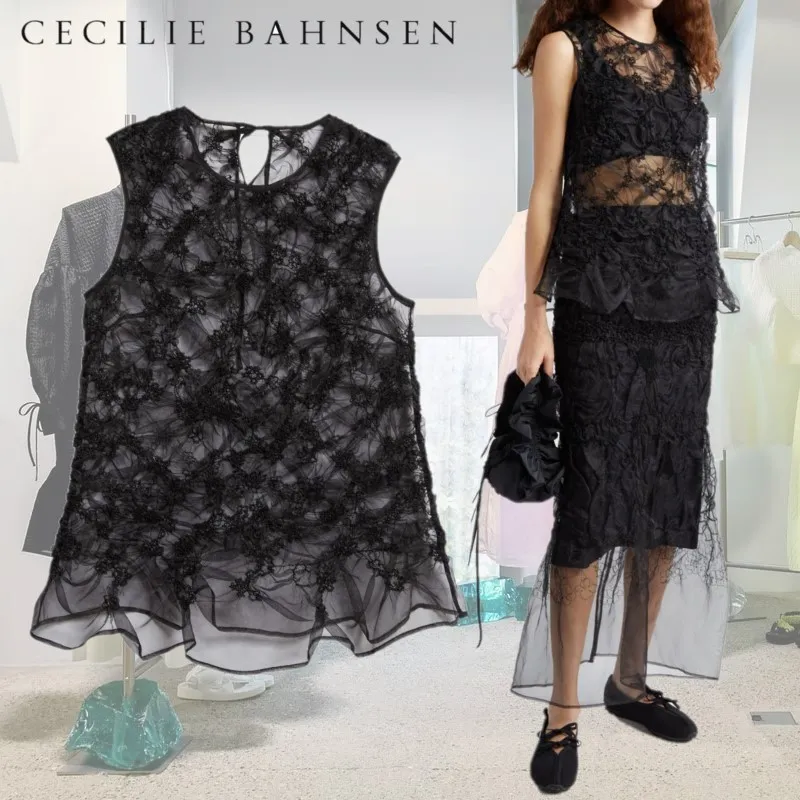 CECILIE BAHNSEN  |Casual Style Peplum Sleeveless Plain Party Style