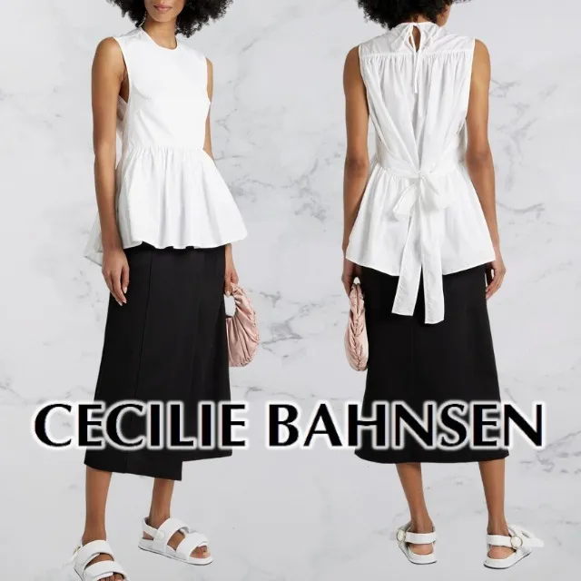 CECILIE BAHNSEN  |Casual Style Peplum Sleeveless Street Style Plain Cotton