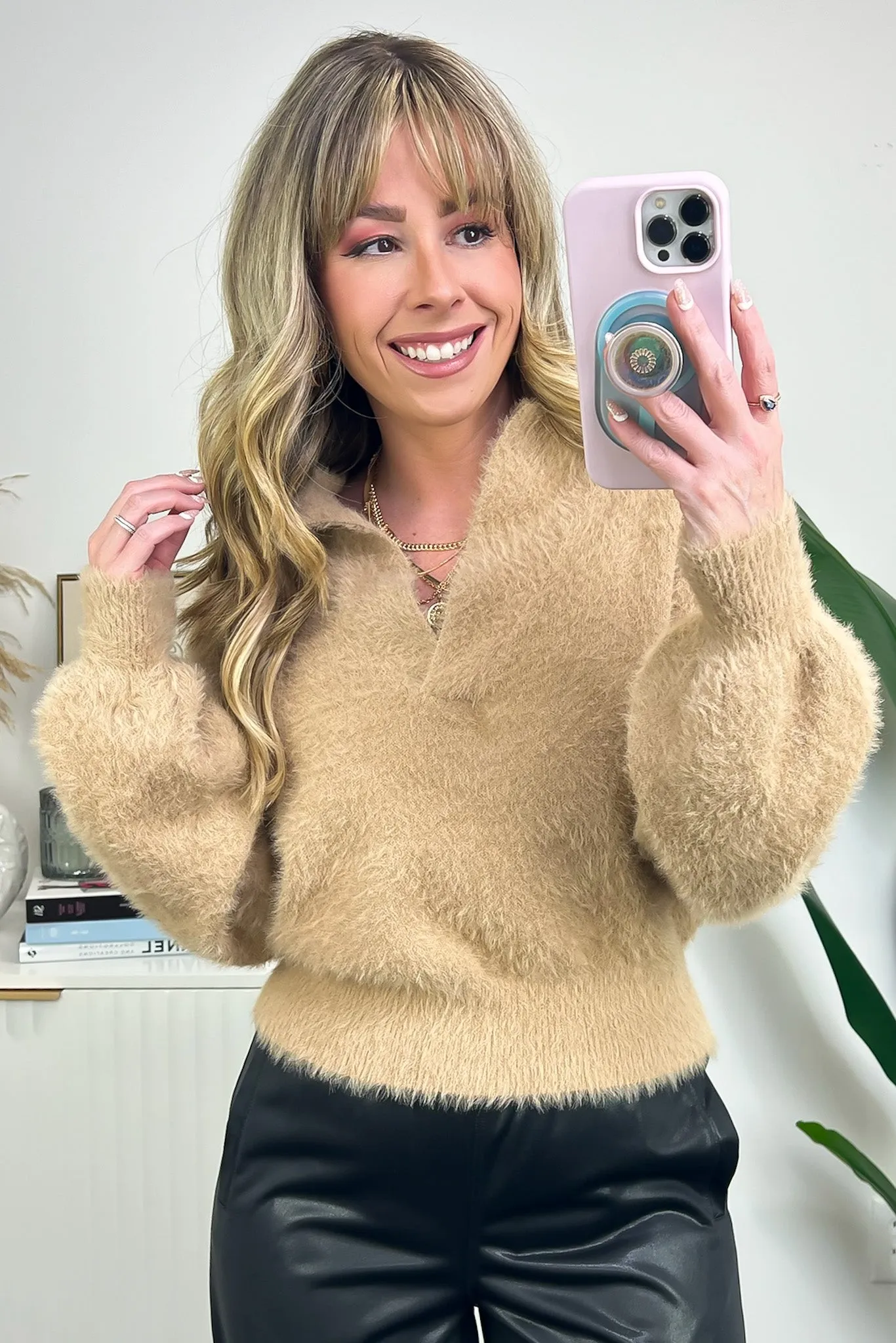 Comfiest Trend Fuzzy Collared Sweater - FINAL SALE