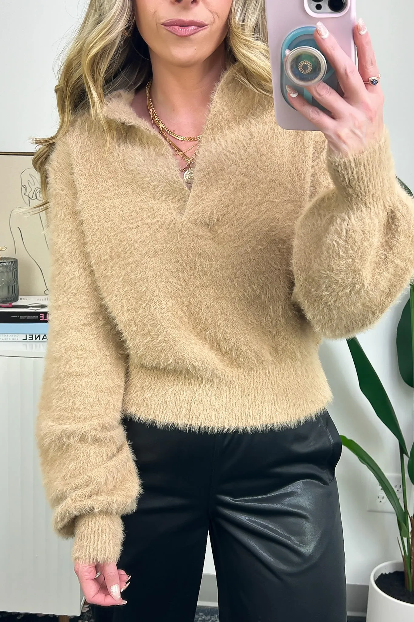 Comfiest Trend Fuzzy Collared Sweater - FINAL SALE