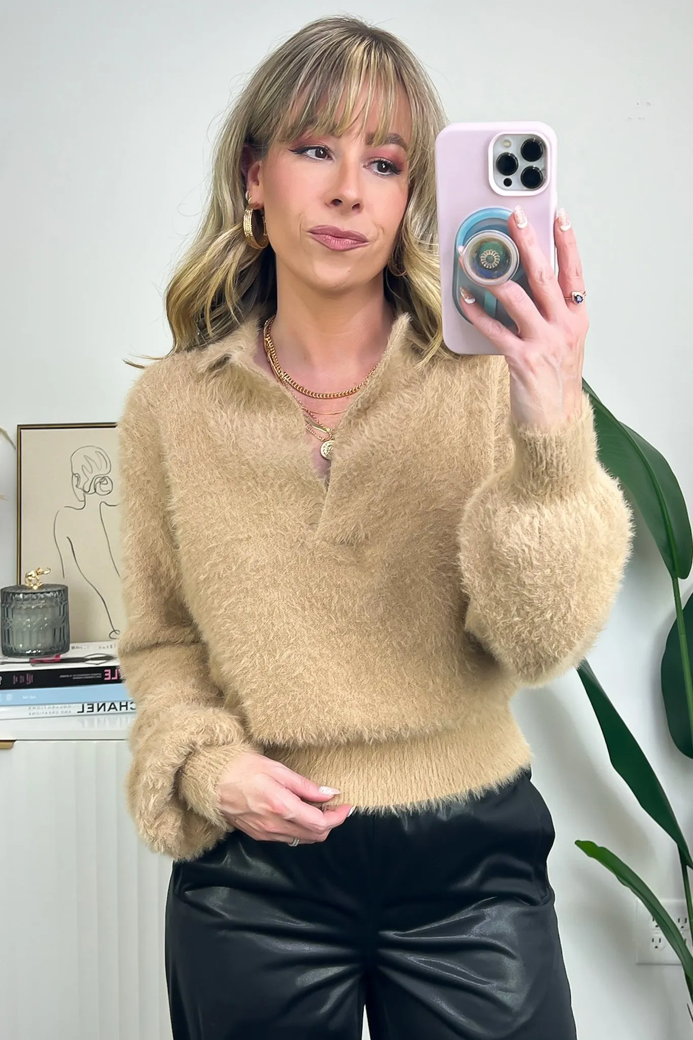 Comfiest Trend Fuzzy Collared Sweater - FINAL SALE