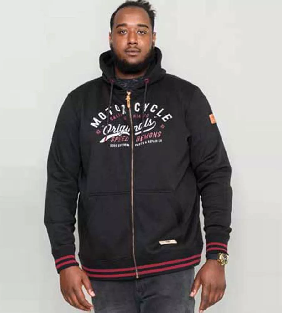 D555 Big Mens Full Zip Hoodie With Motorcycle Chest Print (PATRICK)