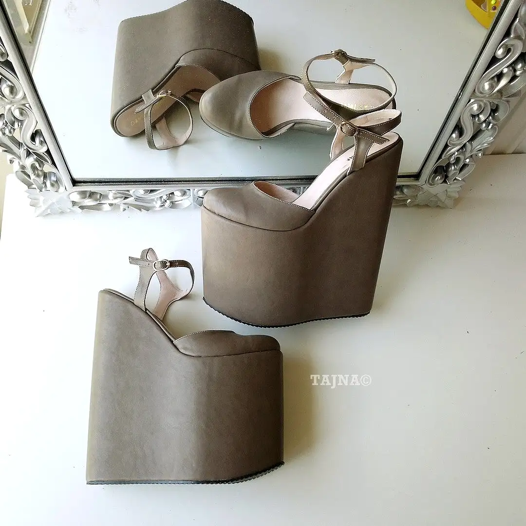 Dark Beige 18-22 cm Super High Heel Wedding Shoes Wedges