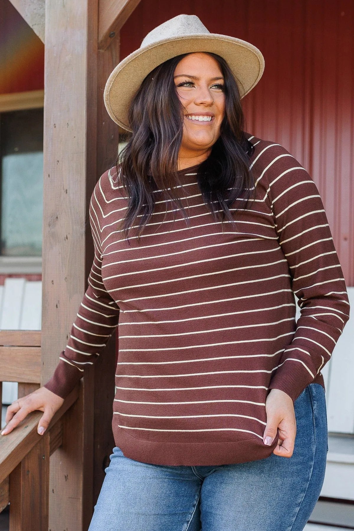 Days Like These Striped Sweater- Chocolate & Ivory