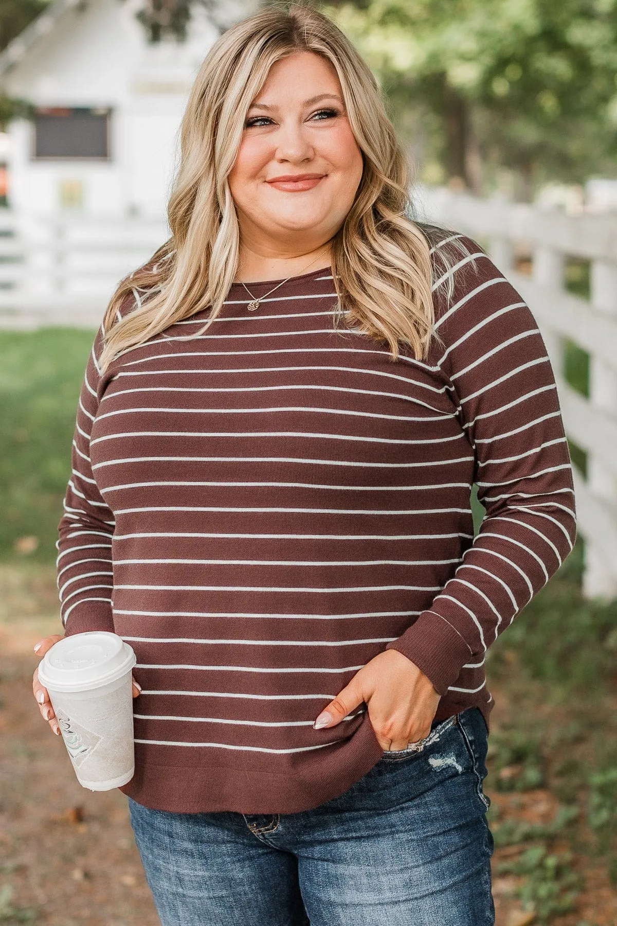 Days Like These Striped Sweater- Chocolate & Ivory