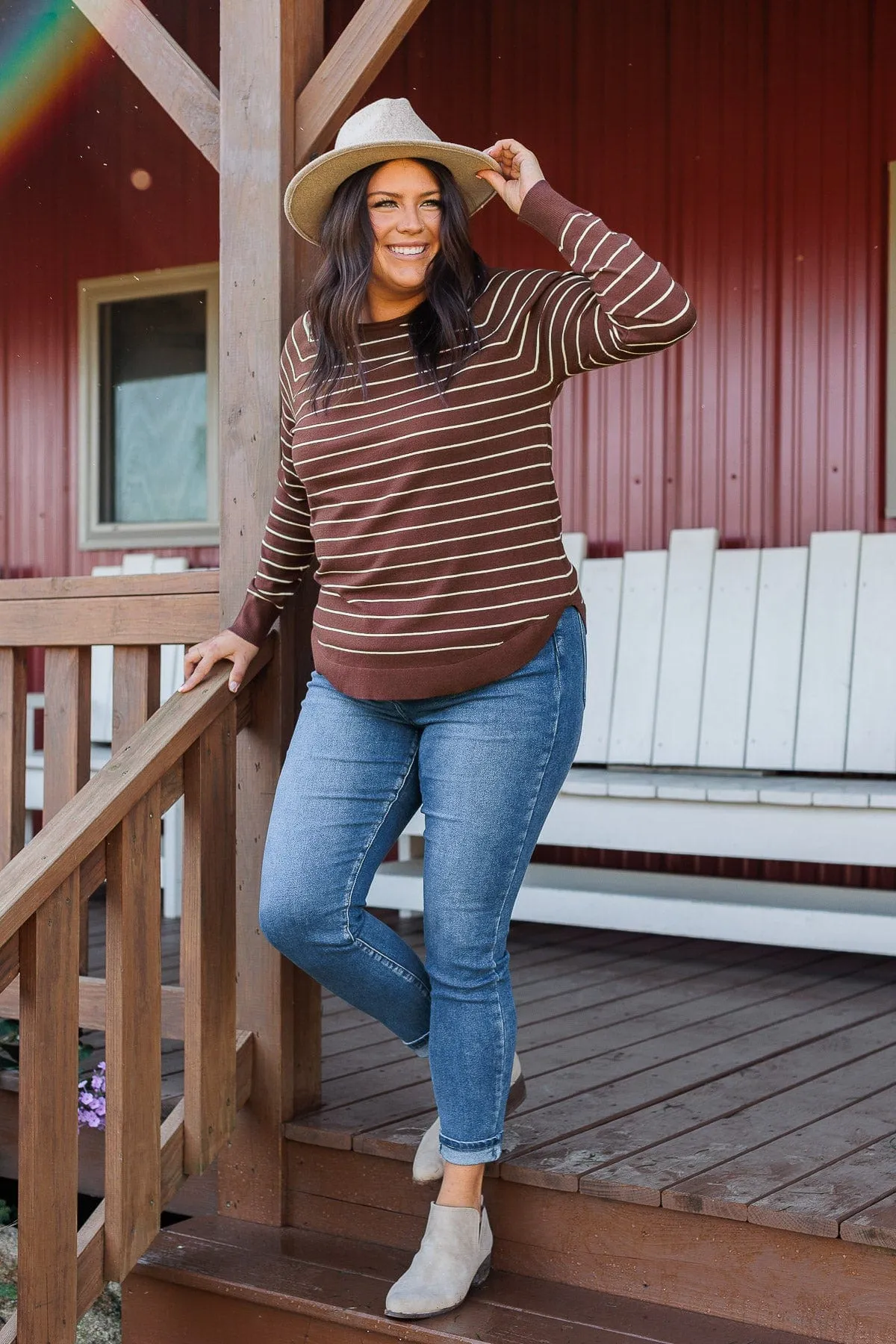 Days Like These Striped Sweater- Chocolate & Ivory