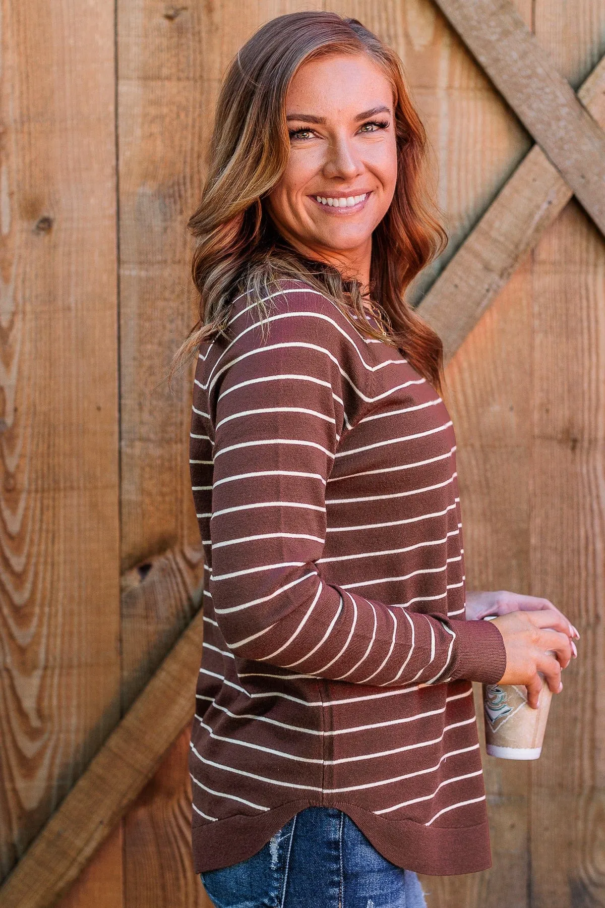 Days Like These Striped Sweater- Chocolate & Ivory