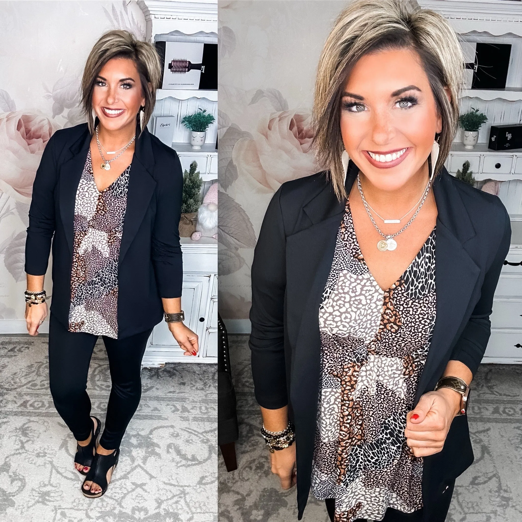 Dream On Peplum Top - Mocha/Black