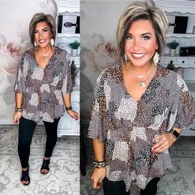 Dream On Peplum Top - Mocha/Black