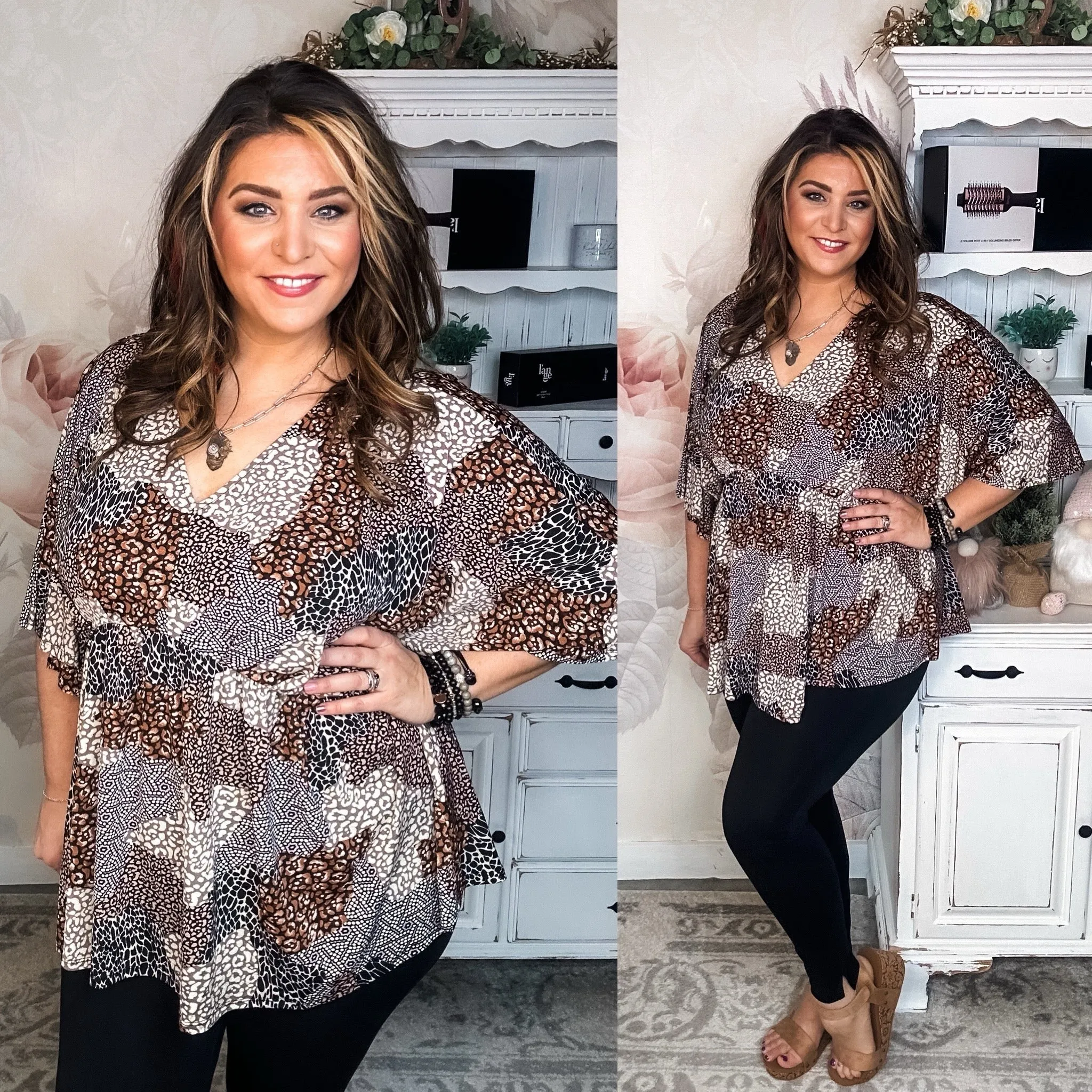 Dream On Peplum Top - Mocha/Black