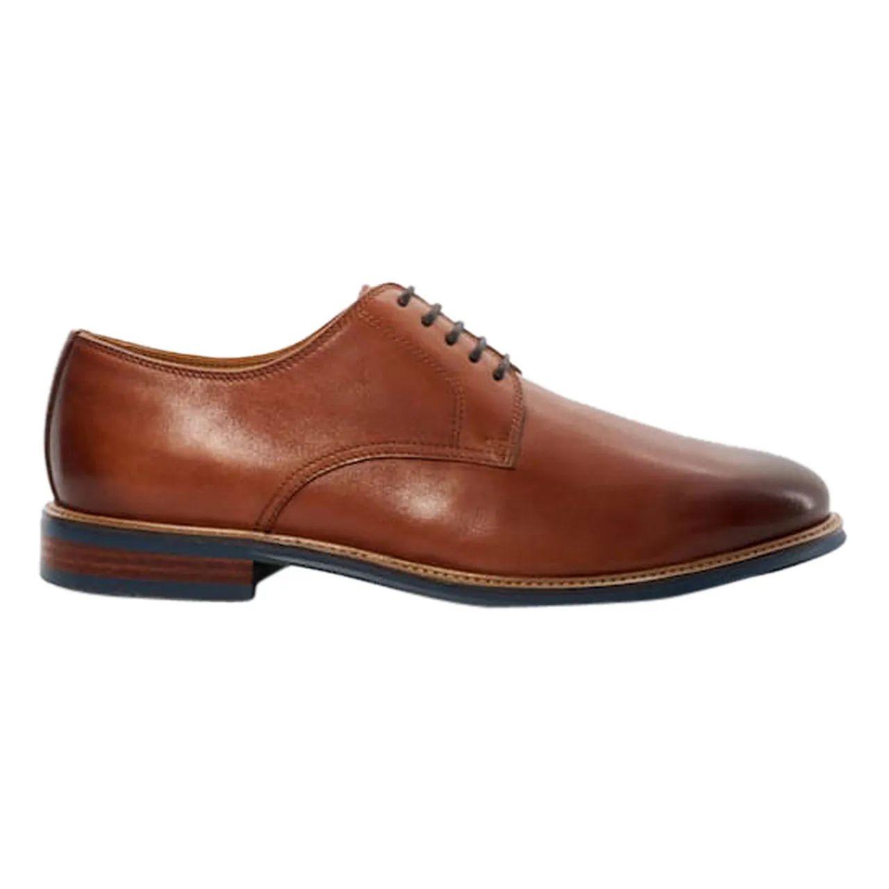 DUNE LONDON Stanleyy Natural Wood Sole Gibson Wide Fit Shoes - Brown