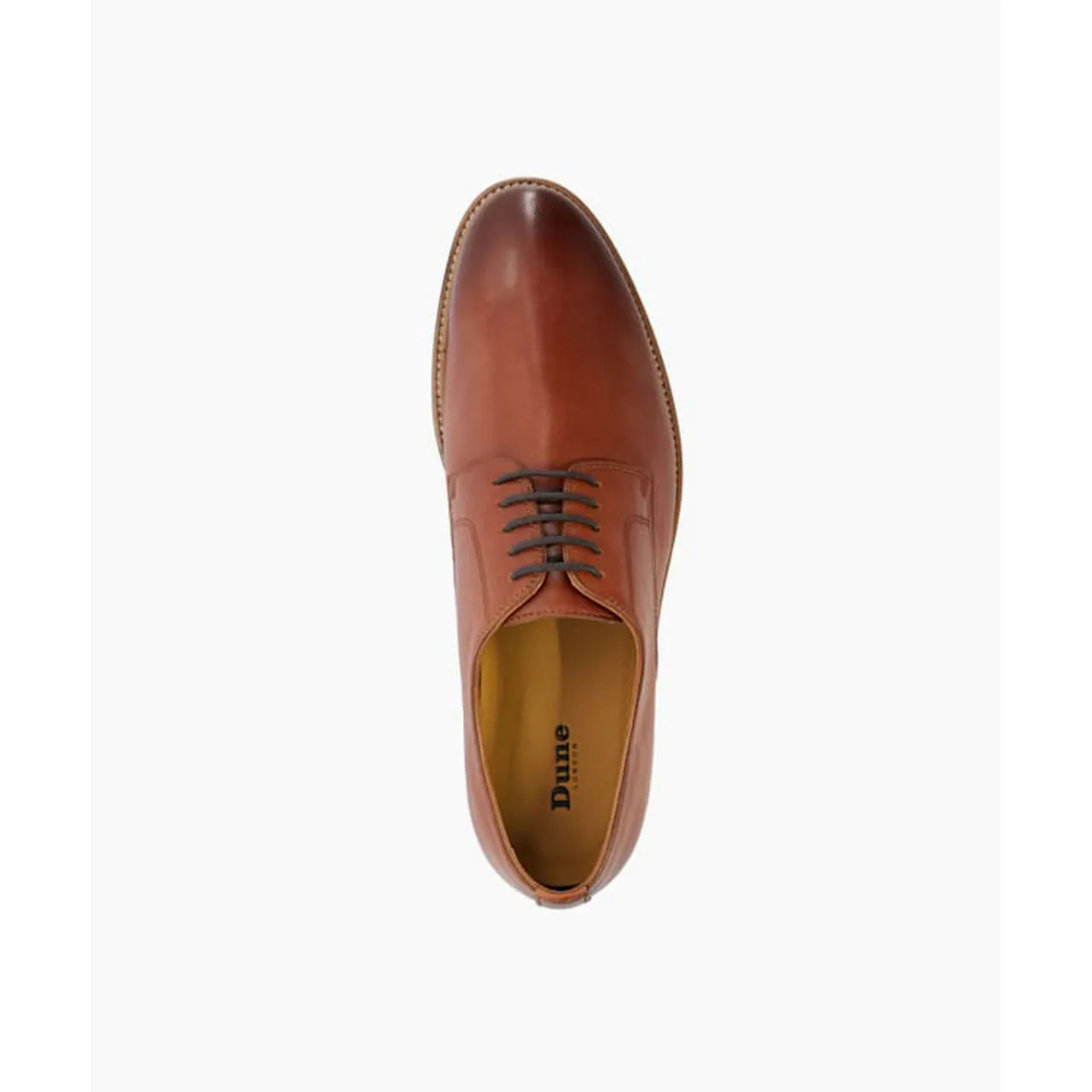 DUNE LONDON Stanleyy Natural Wood Sole Gibson Wide Fit Shoes - Brown