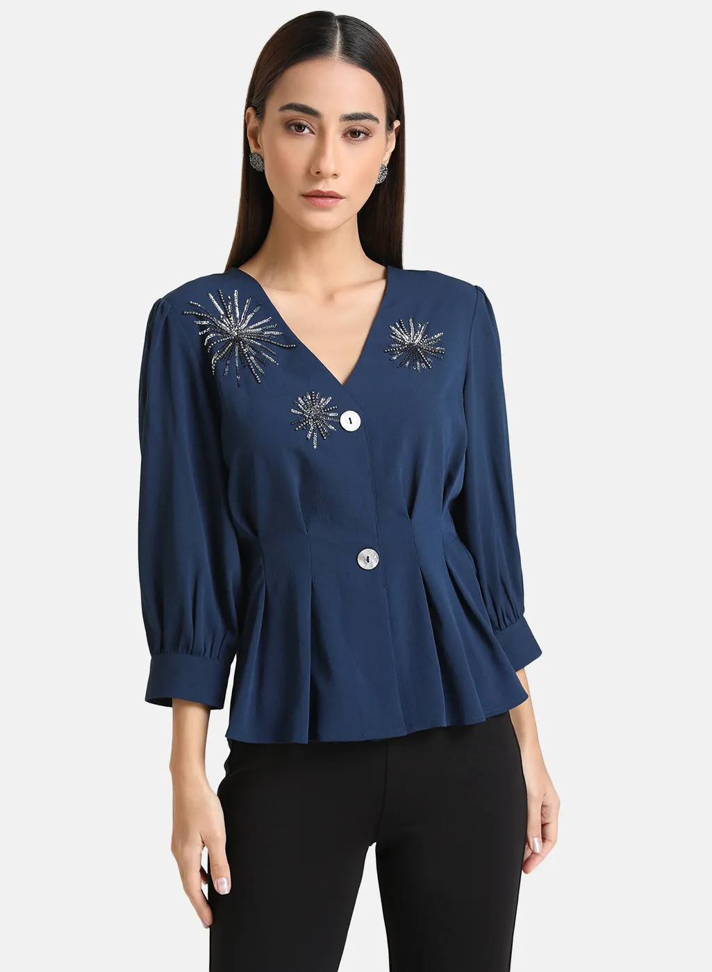 Embellished Top With Peplum