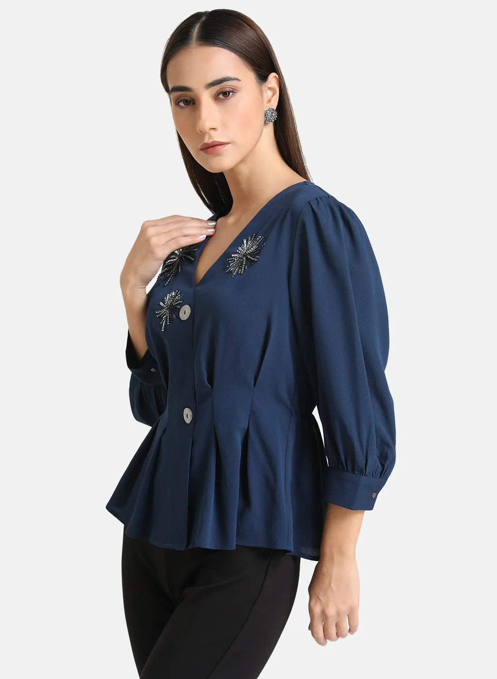 Embellished Top With Peplum