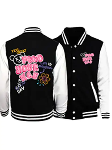 Feel Great Find Your Way Cute Bear Graphic Baseball Uniform Fashion S-5xl Jacket