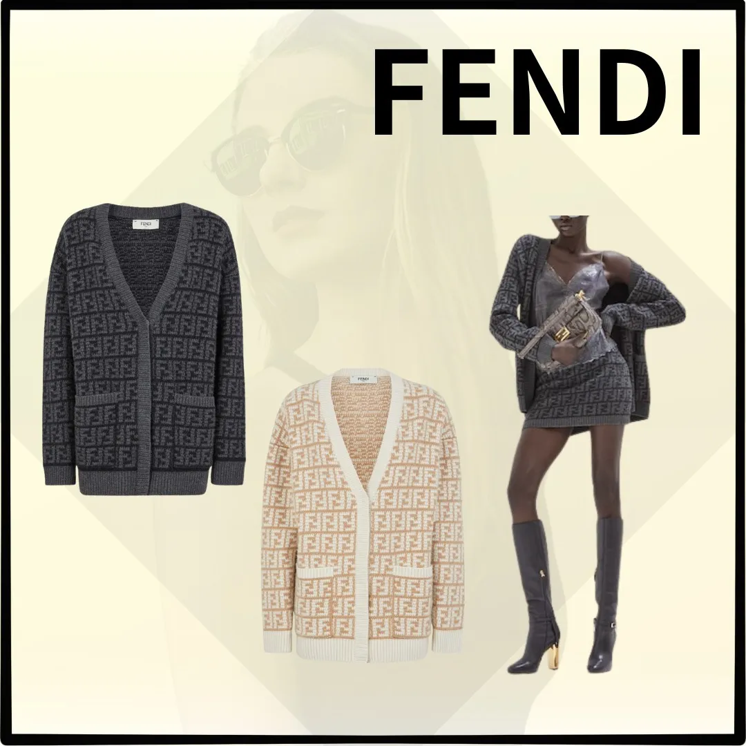 FENDI  |Party Style Elegant Style Formal Style  Logo Cardigans