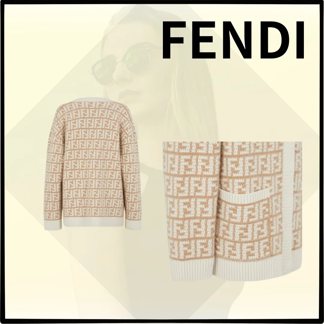 FENDI  |Party Style Elegant Style Formal Style  Logo Cardigans