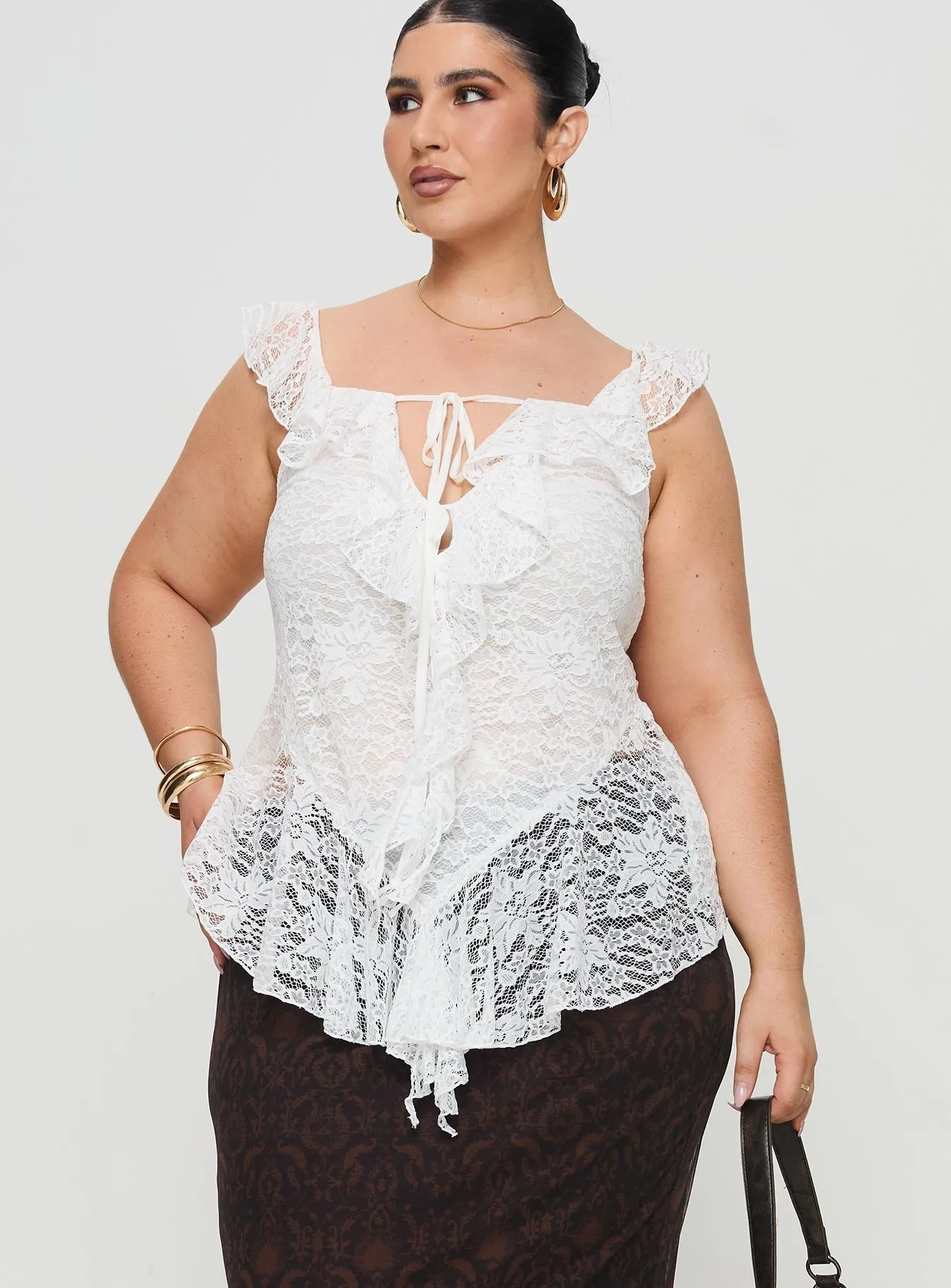 Francia Frill Top White Curve