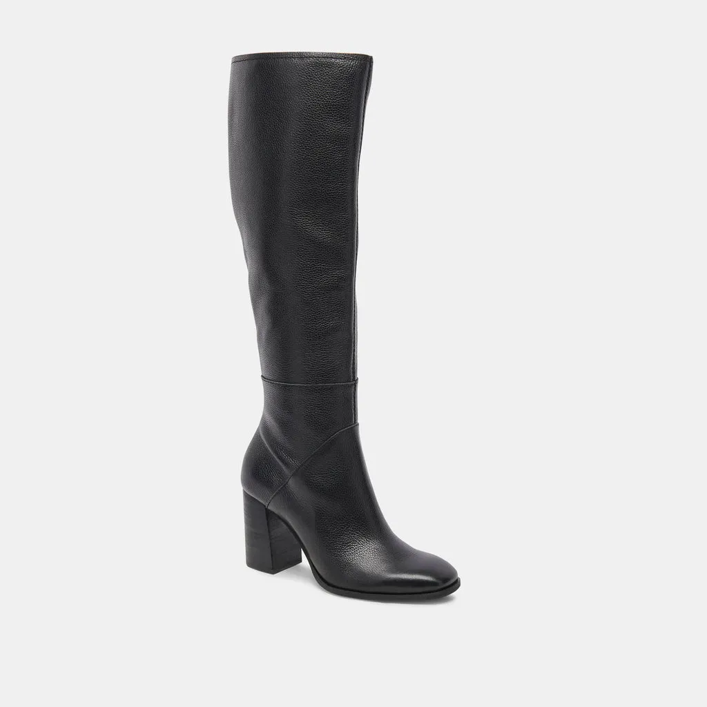 Fynn Boots Onyx Leather | Knee-High Onyx Leather Boots– Dolce Vita 6940808773698