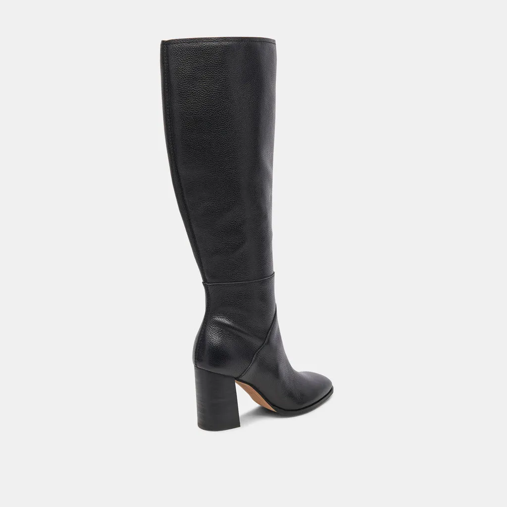 Fynn Boots Onyx Leather | Knee-High Onyx Leather Boots– Dolce Vita 6940808773698