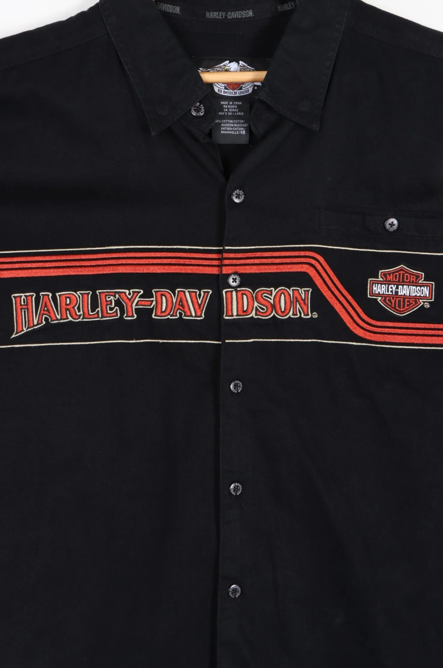 HARLEY DAVIDSON Retro Embroidered Short Sleeve Shirt (XXL)