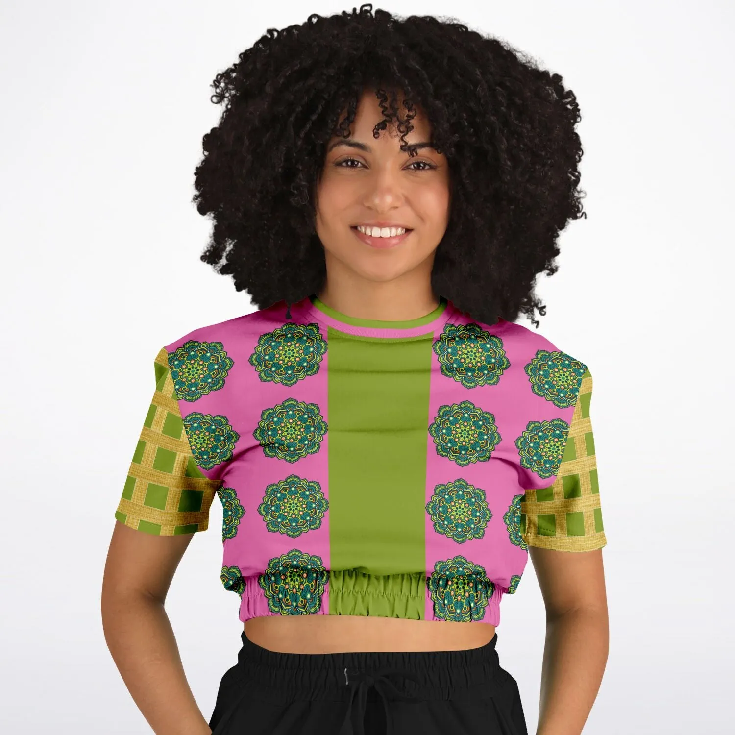 Jambalaya Short Sleeve Cropped Eco-Poly Sweater